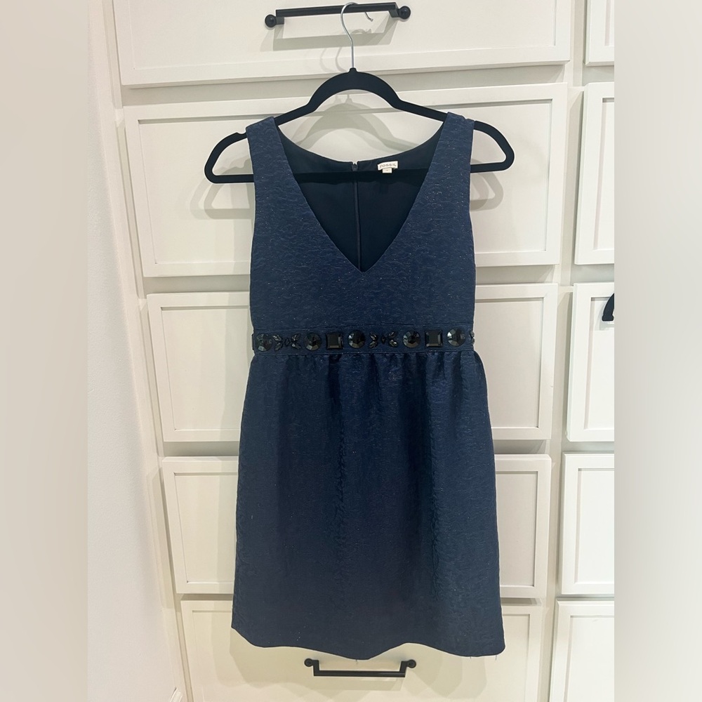 Fossil Navy Dress with Textured Fabric